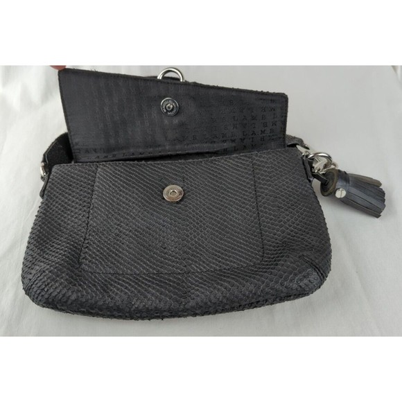 L.A.M.B By Gwen Stefani Black Leather Snake Print Crossbody Bag Voodoo Sash Saks - Picture 5 of 13